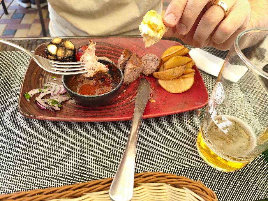 Charcuterie and appetizers spread with wine service