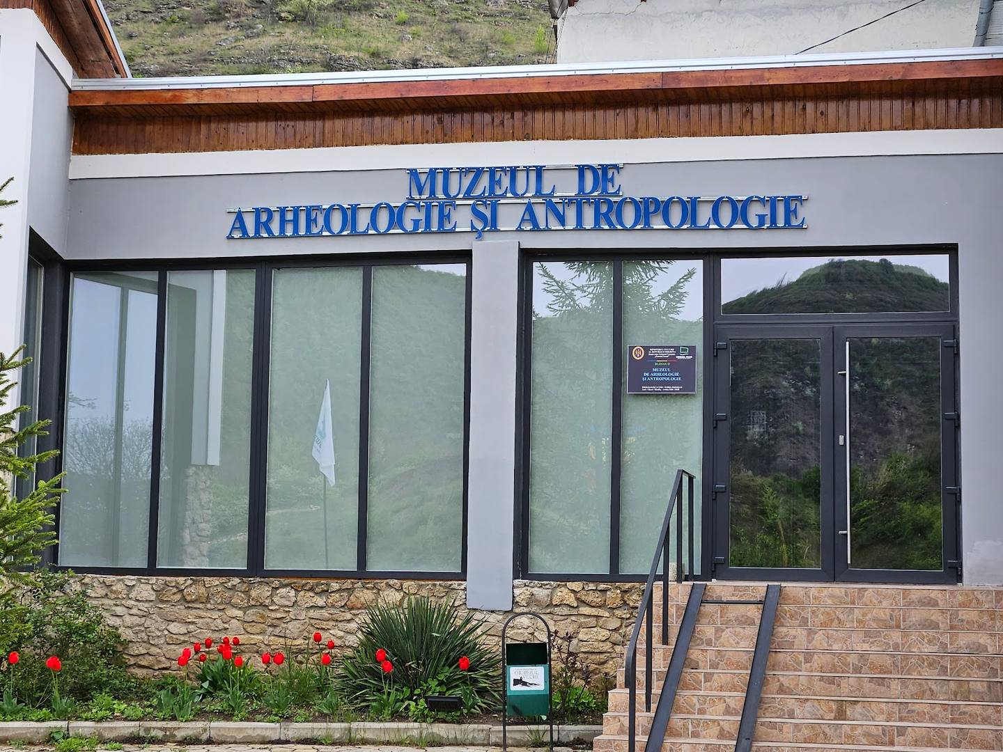 Museum of Archaeology and Anthropology storefront with modern glass entrance and signage