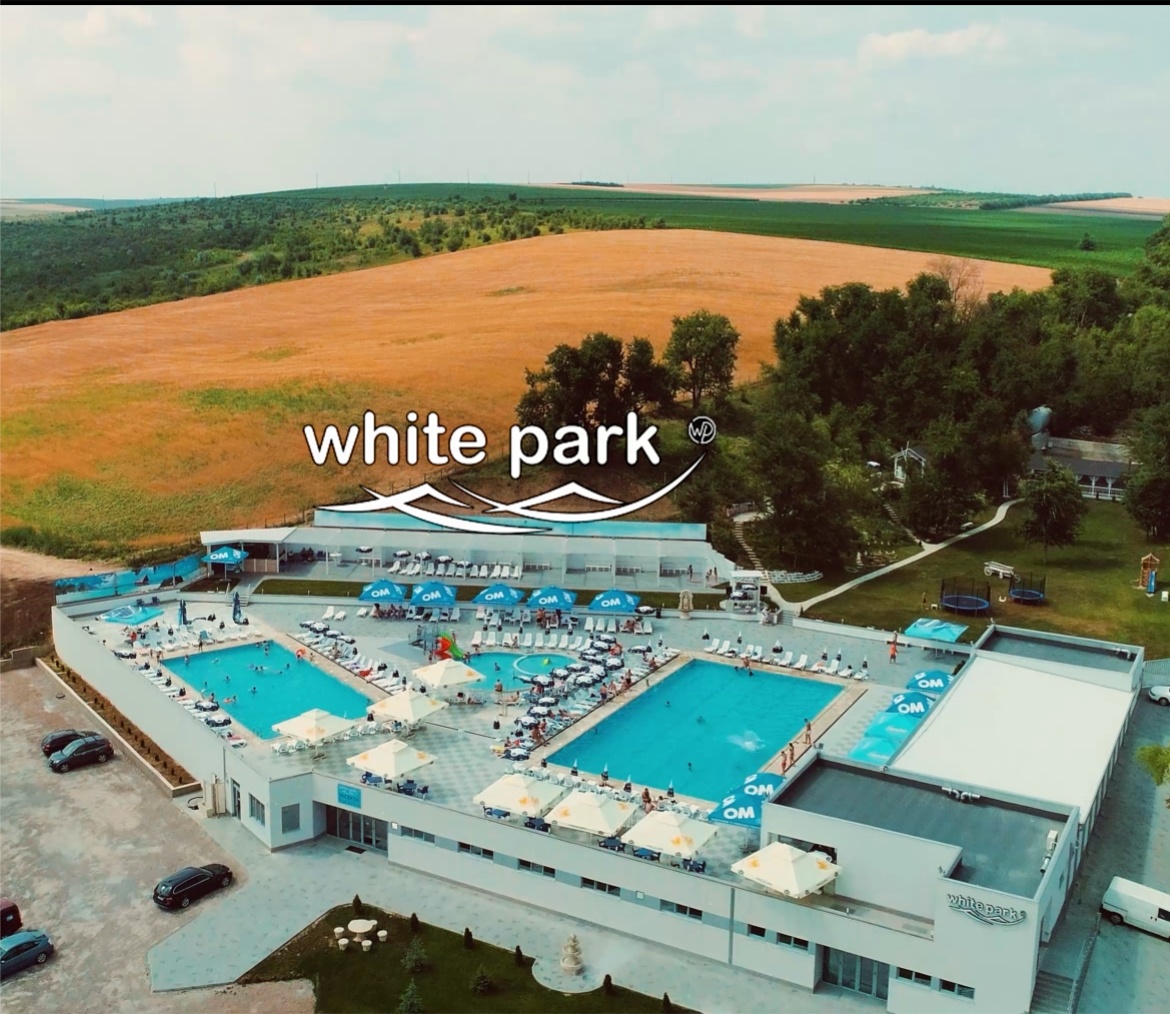 White Park water park aerial view with multiple pools and surrounding fields