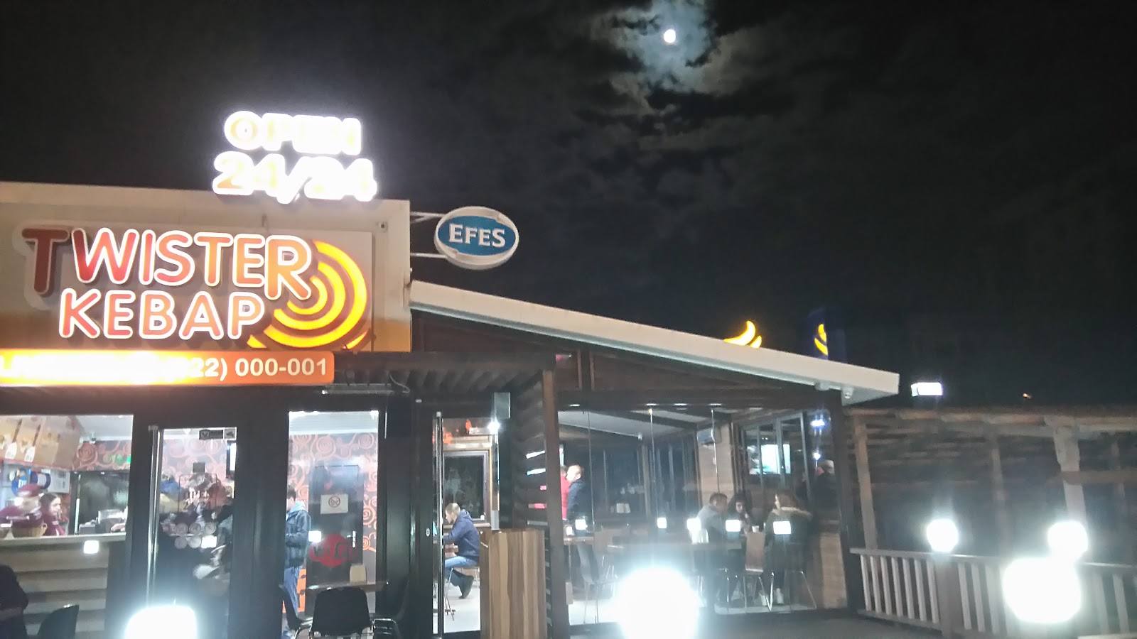 Twister Kebab storefront at night with illuminated signage and shop entrance