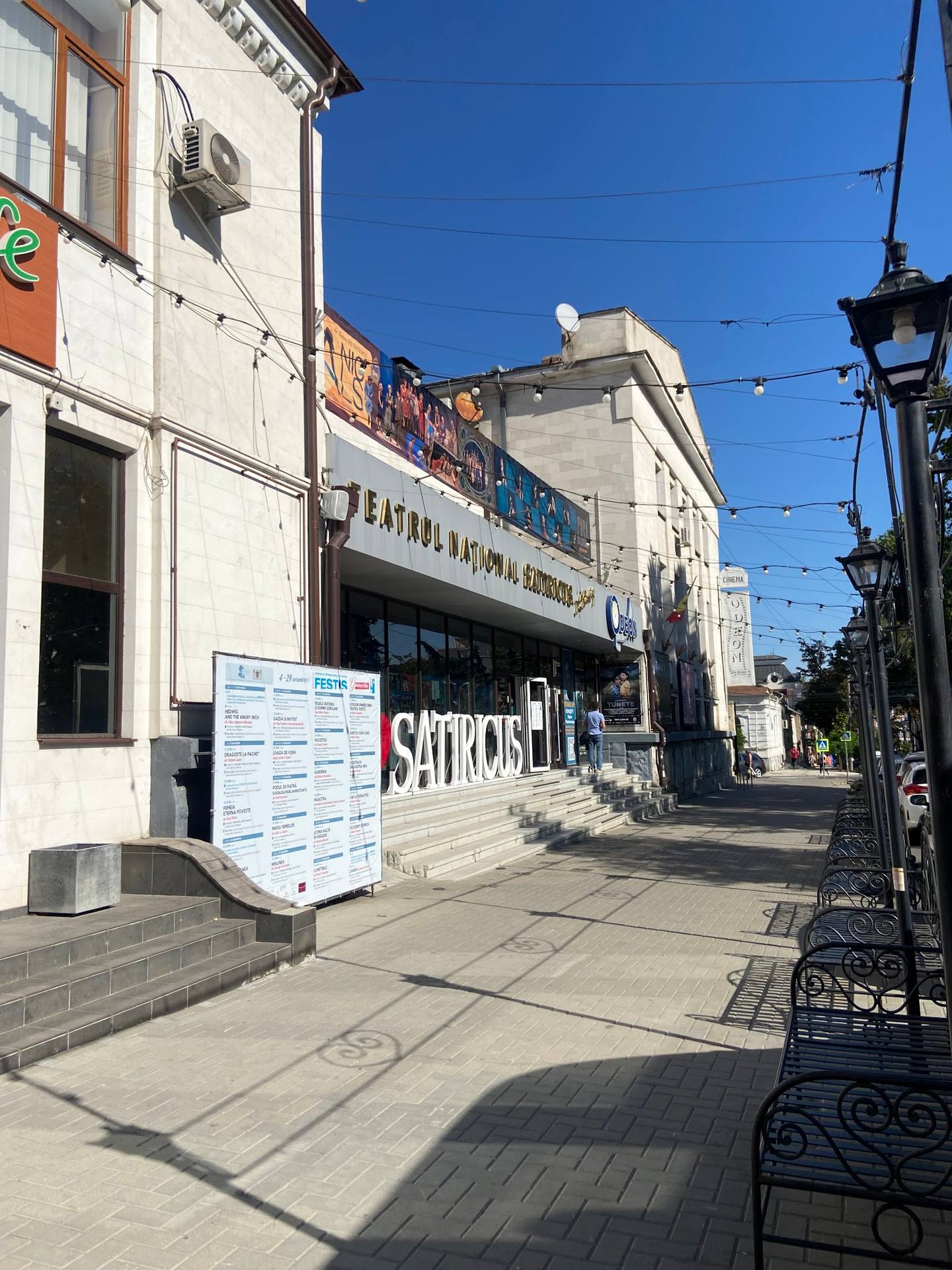 Storefront exterior with signage on pedestrian street in Chișinău's old town