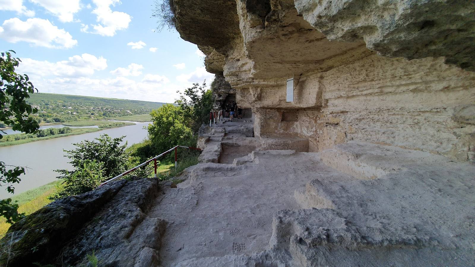 Ancient rock-carved chambers overlooking the Dniester River valley