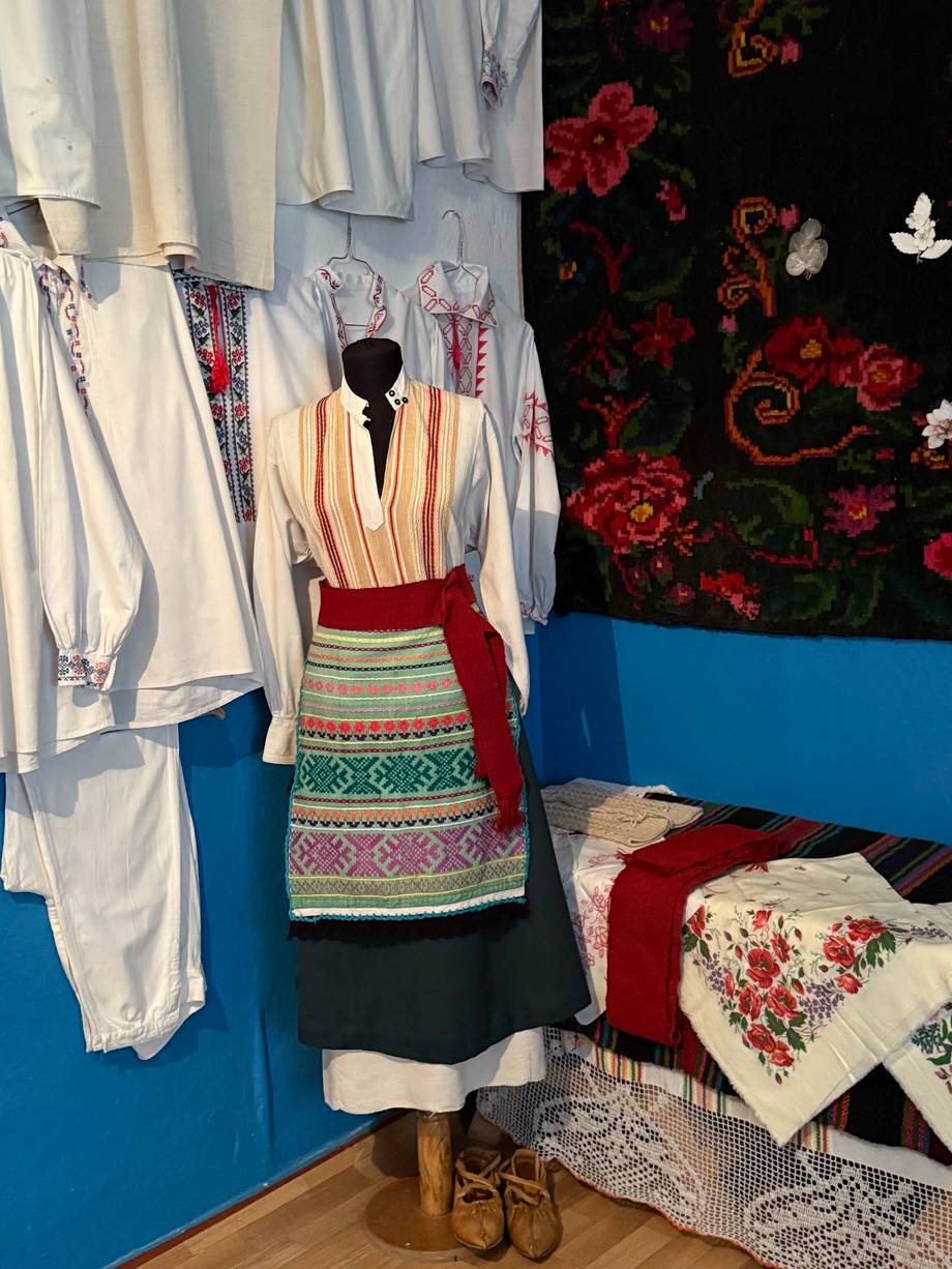Traditional Moldovan folk costume and textile display
