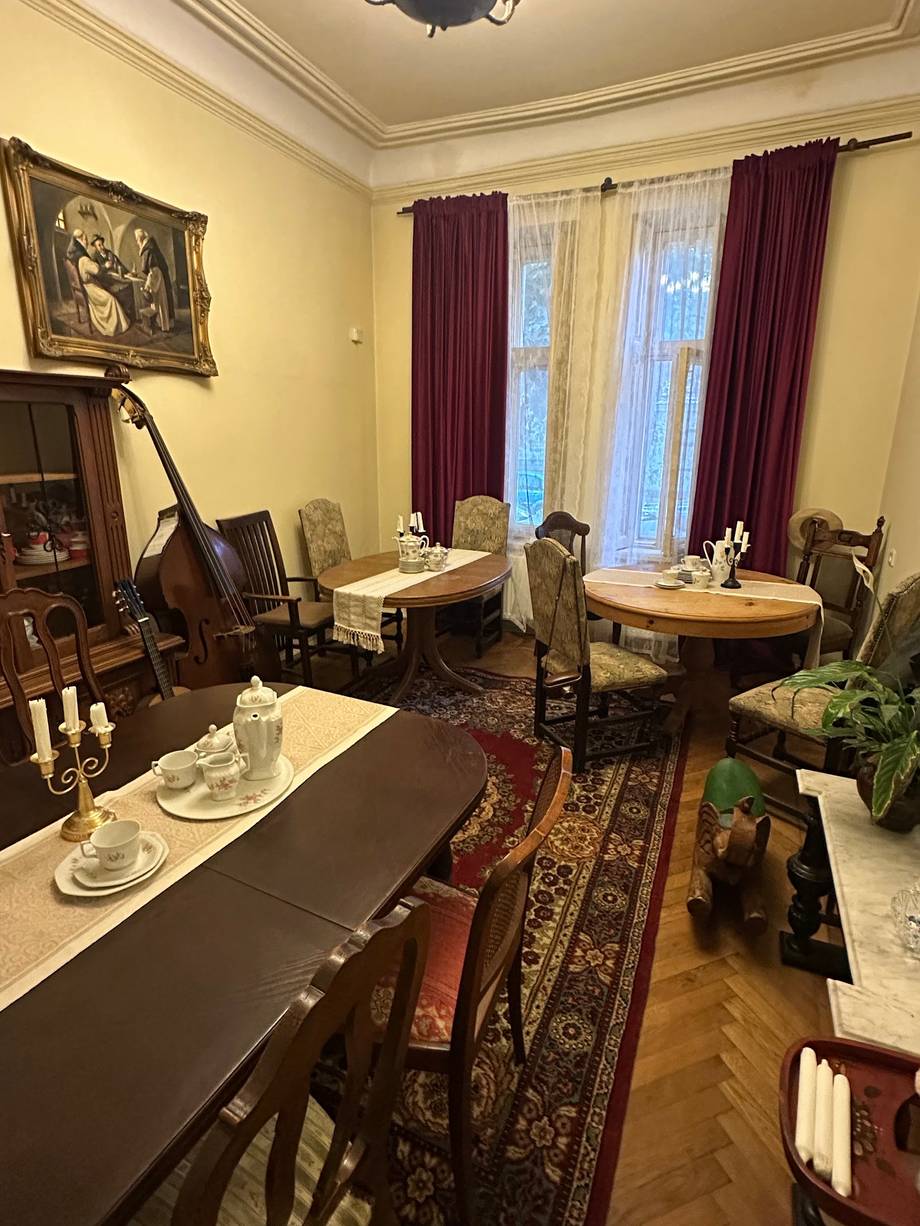 Elegant period dining room with classical furnishings and period decor